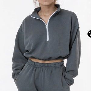 Las Angeles Apparel half zip cropped pullover